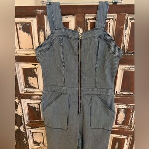 Bebe pinstriped denim jumpsuit - size 10